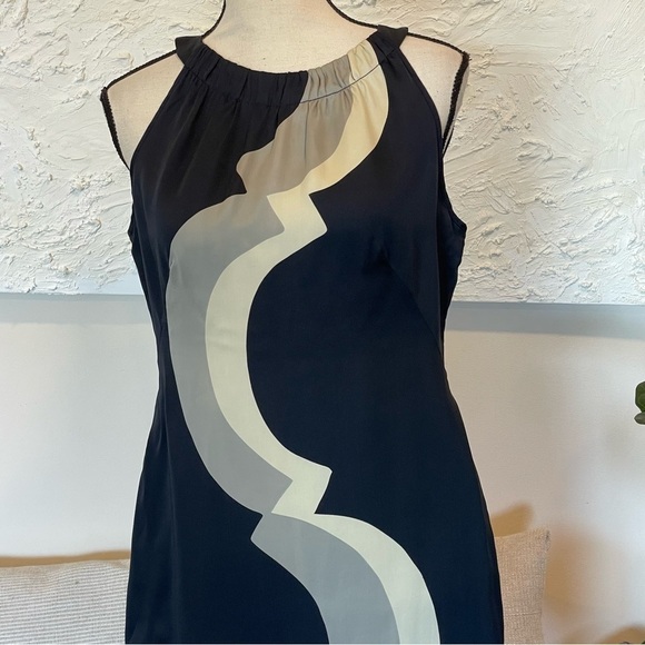 Banana Republic Geometric Silk Sleeveless Sheath Dress Sz 8 - Picture 2 of 8